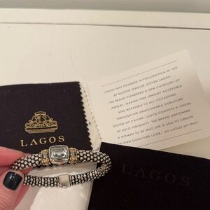 LAGOS Silver Gold Caviar Bracelet with Gemstone 9MM